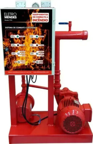 Conjunto motobomba KA-10 para rede anti-incêndio de hidrantes e sprinklers, com bomba principal e jockey, 15cv 220V trifásica